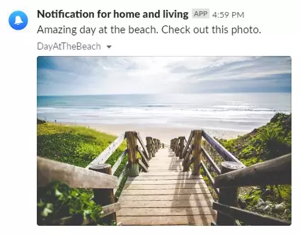 Screenshot of a Slack message with a photo.